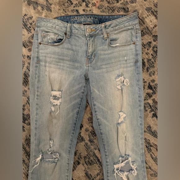 American Eagle Distressed Mid-High Rise Stretch Skinny Jeans: 10 - Picture 4 of 7